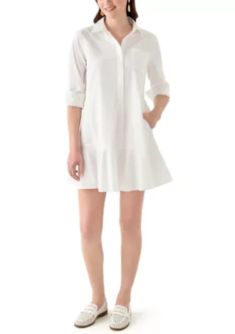 Women's Short Sleeve Flounce Shirtdress