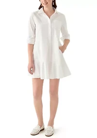 Women's Short Sleeve Flounce Shirtdress