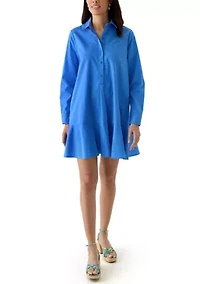 Women's Short Sleeve Flounce Shirtdress