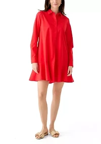 Women's Short Sleeve Flounce Shirtdress