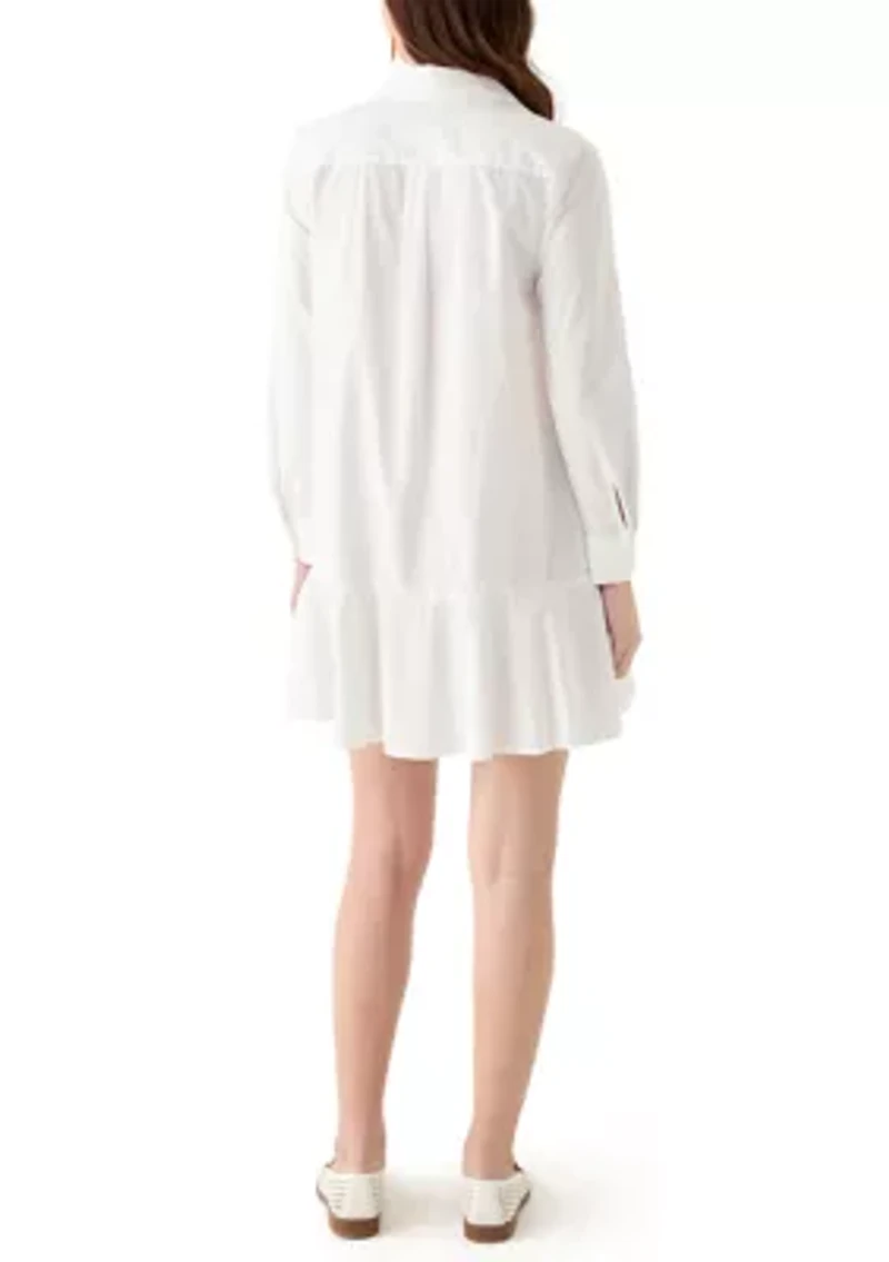 Women's Short Sleeve Flounce Shirtdress