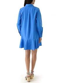 Women's Short Sleeve Flounce Shirtdress