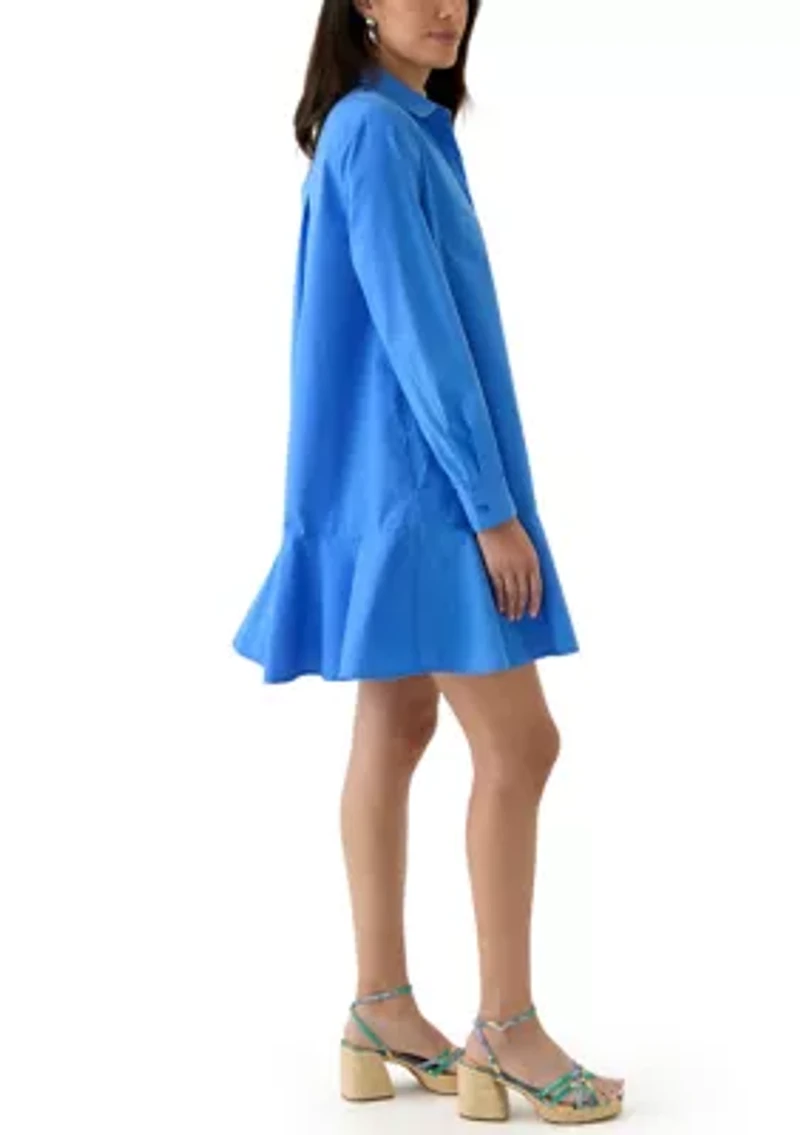Women's Short Sleeve Flounce Shirtdress