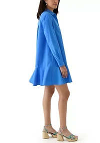 Women's Short Sleeve Flounce Shirtdress