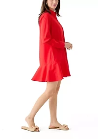 Women's Short Sleeve Flounce Shirtdress