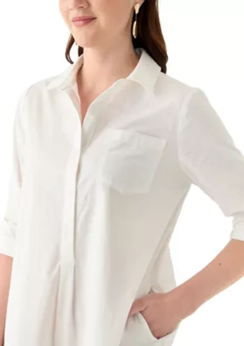 Women's Short Sleeve Flounce Shirtdress