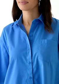 Women's Short Sleeve Flounce Shirtdress