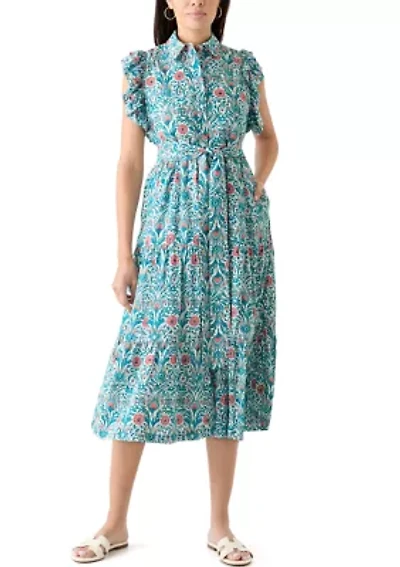 Women's Flutter Sleeve Floral Dress