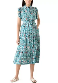 Women's Flutter Sleeve Floral Dress