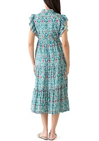 Women's Flutter Sleeve Floral Dress