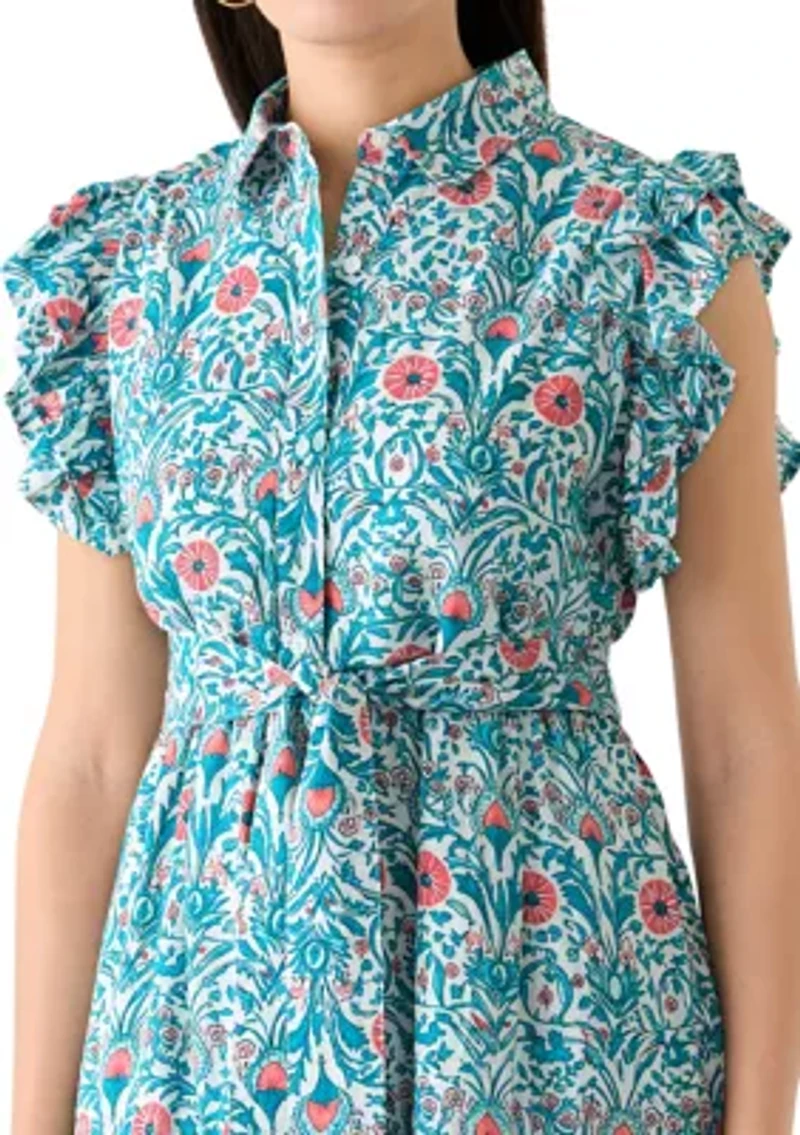 Women's Flutter Sleeve Floral Dress