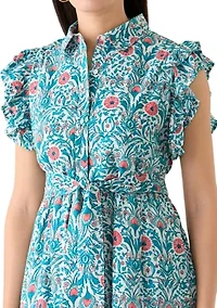 Women's Flutter Sleeve Floral Dress