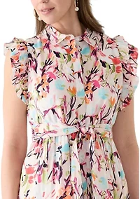 Women's Flutter Sleeve Floral Dress