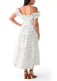 Women's Off the Shoulder Printed Midi Dress