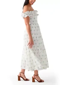 Women's Off the Shoulder Printed Midi Dress