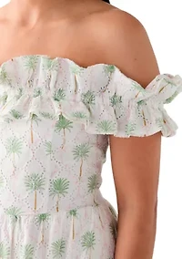 Women's Off the Shoulder Printed Midi Dress