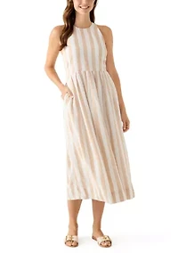 Women's Sleeveless Linen Yarn Dyed Tank Dress