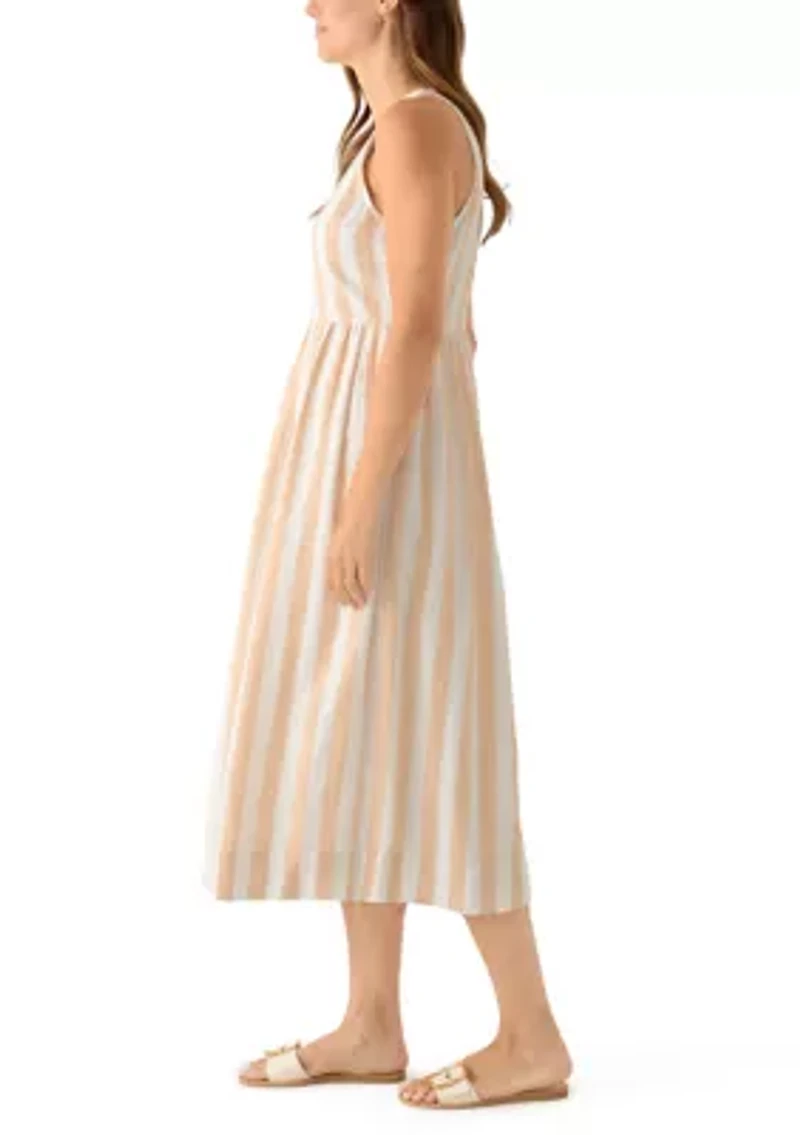 Women's Sleeveless Linen Yarn Dyed Tank Dress