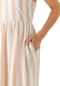 Women's Sleeveless Linen Yarn Dyed Tank Dress