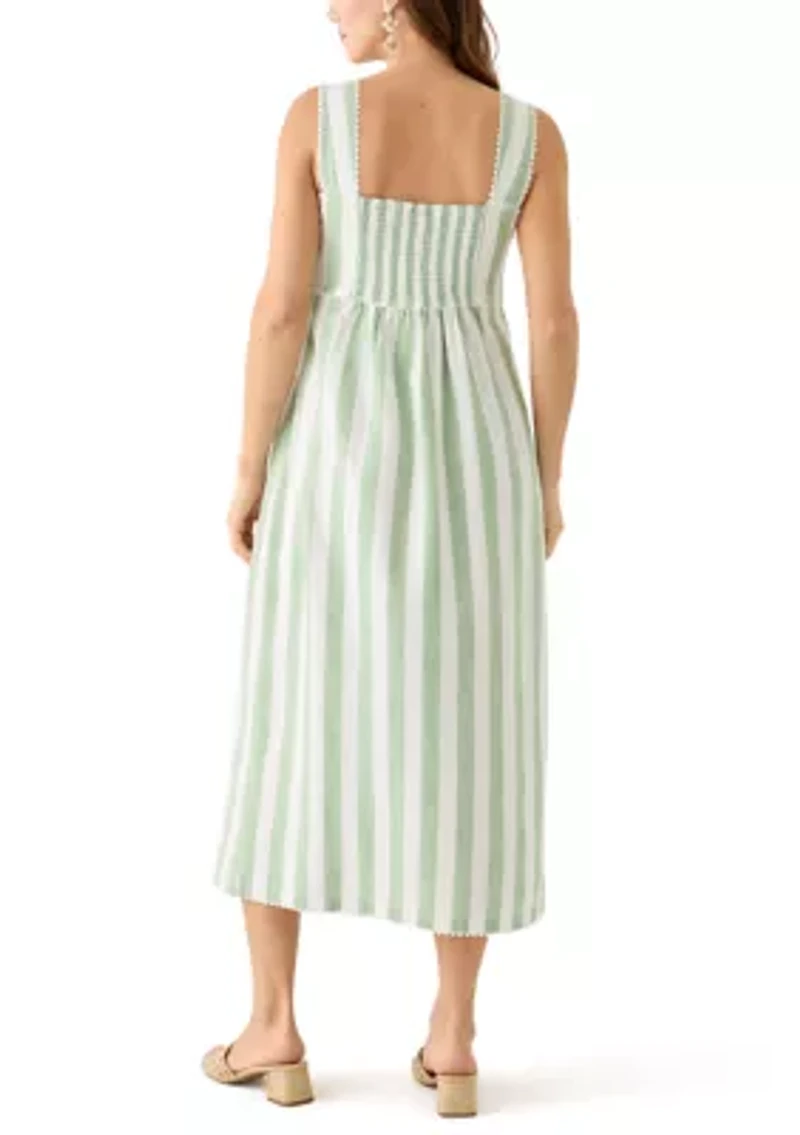 Women's Sleeveless Yarn Dyed Linen Tank Dress