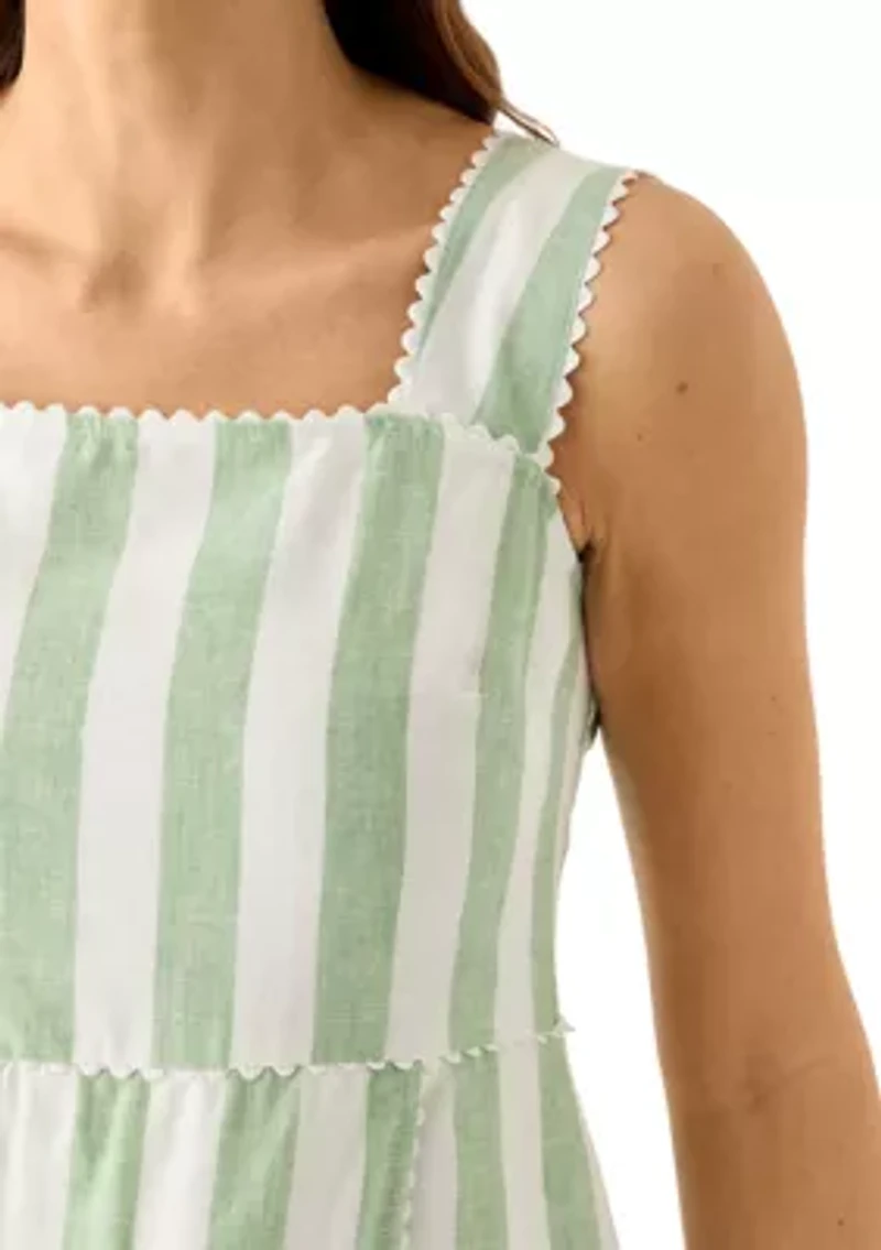 Women's Sleeveless Yarn Dyed Linen Tank Dress