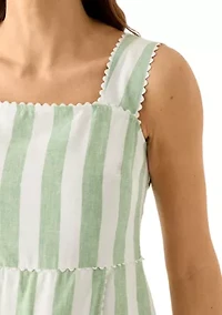 Women's Sleeveless Yarn Dyed Linen Tank Dress