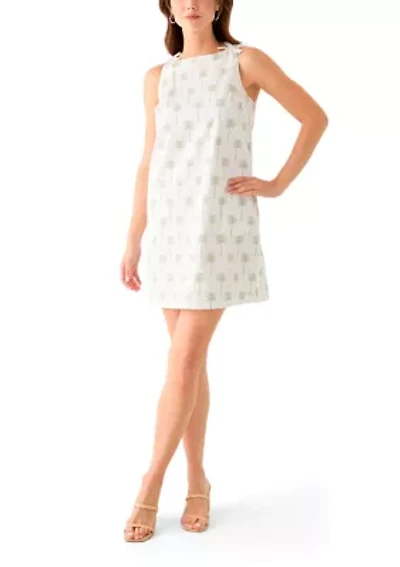 Women's Sleeveless Bow Straight Printed Dress