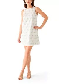 Women's Sleeveless Bow Straight Printed Dress