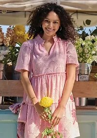 Sewing Down South x Crown & Ivy™ Mere Short Sleeve Printed Eyelet Dress