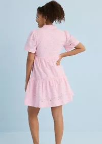 Sewing Down South x Crown & Ivy™ Mere Short Sleeve Printed Eyelet Dress