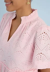 Sewing Down South x Crown & Ivy™ Mere Short Sleeve Printed Eyelet Dress