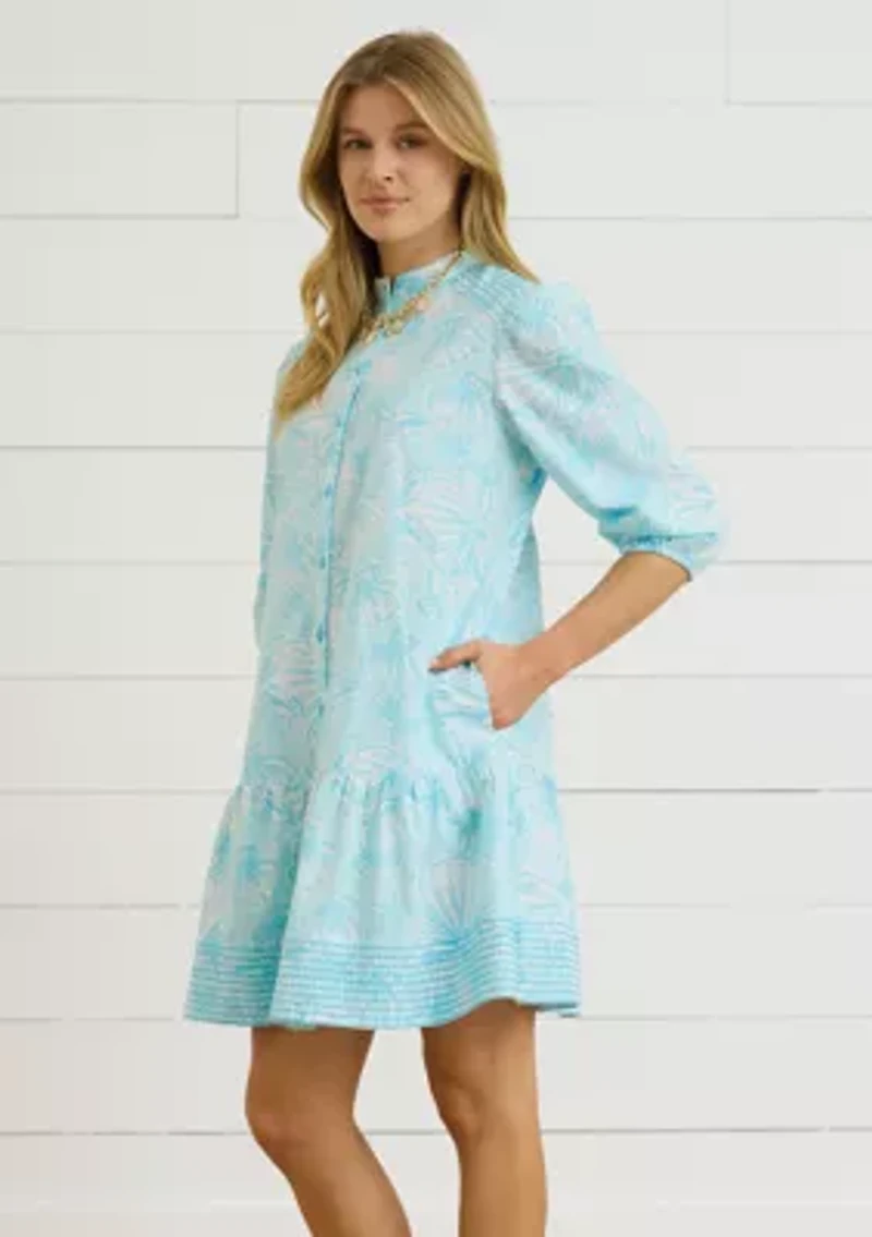 Sewing Down South x Crown & Ivy™ Brooke Three Quarter Sleeve Printed Dress with Embroidery