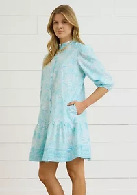 Sewing Down South x Crown & Ivy™ Brooke Three Quarter Sleeve Printed Dress with Embroidery