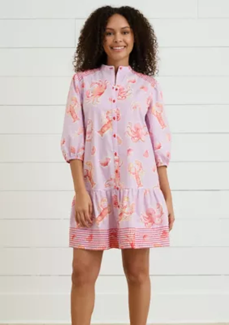 Sewing Down South x Crown & Ivy™ Brooke Three Quarter Sleeve Printed Dress with Embroidery