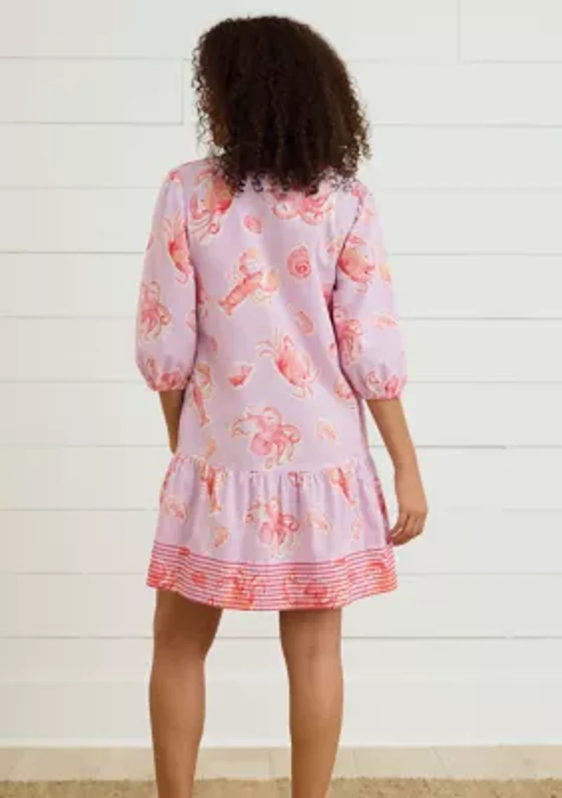 Sewing Down South x Crown & Ivy™ Brooke Three Quarter Sleeve Printed Dress with Embroidery