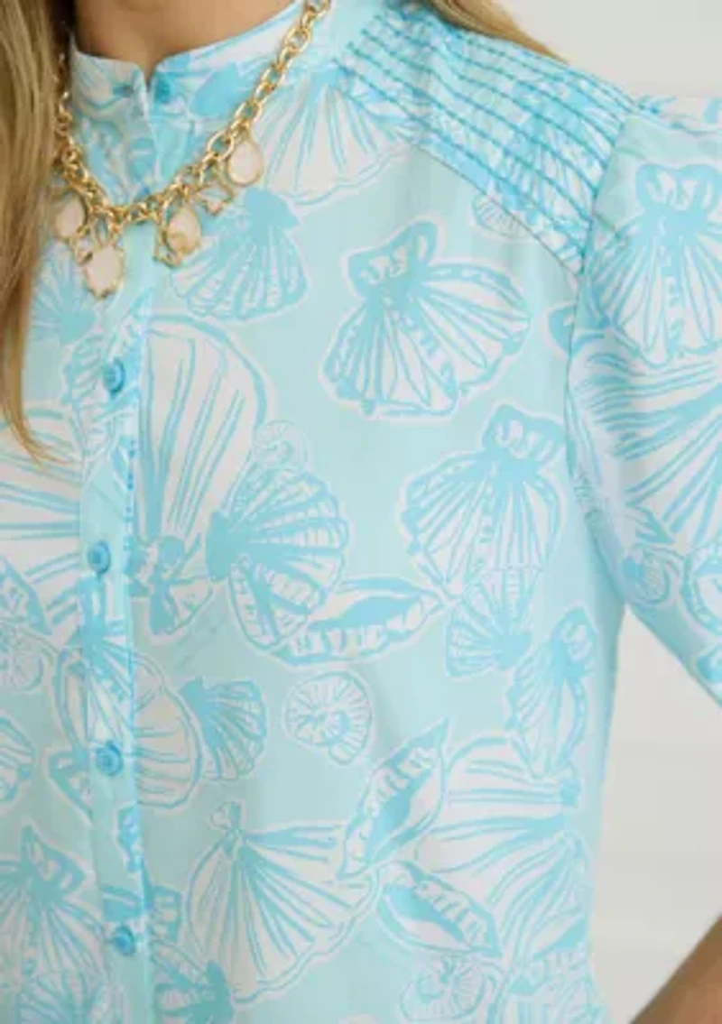 Sewing Down South x Crown & Ivy™ Brooke Three Quarter Sleeve Printed Dress with Embroidery