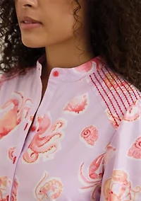 Sewing Down South x Crown & Ivy™ Brooke Three Quarter Sleeve Printed Dress with Embroidery