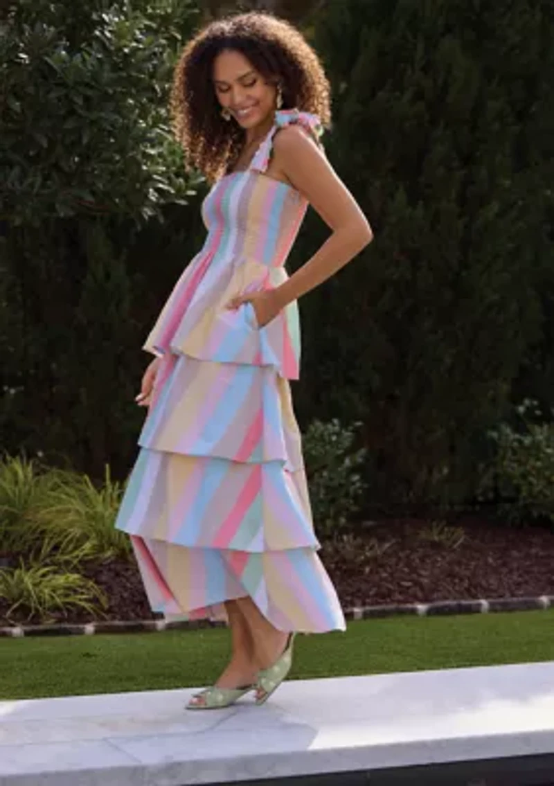 Sewing Down South x Crown & Ivy™ Rachel Tiered Maxi Dress with Ties