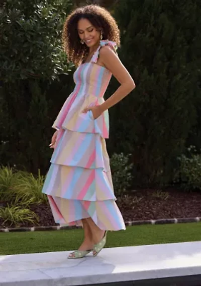 Sewing Down South x Crown & Ivy™ Rachel Tiered Maxi Dress with Ties