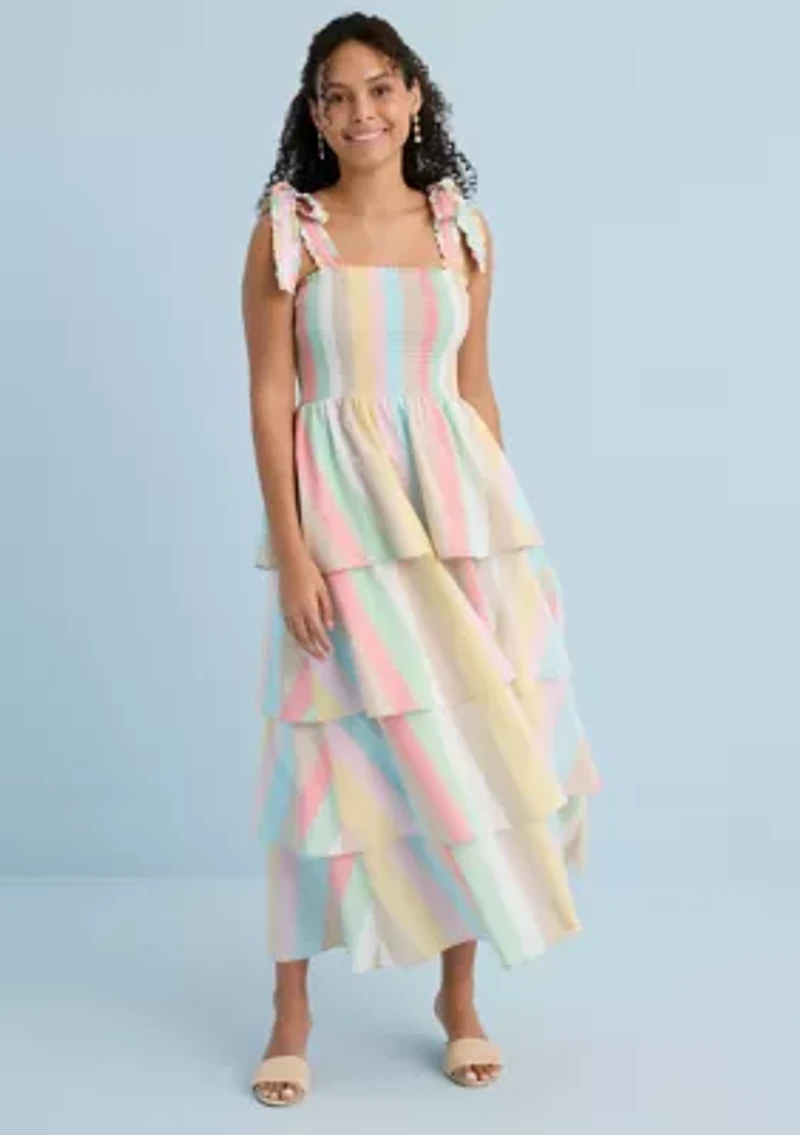 Sewing Down South x Crown & Ivy™ Rachel Tiered Maxi Dress with Ties
