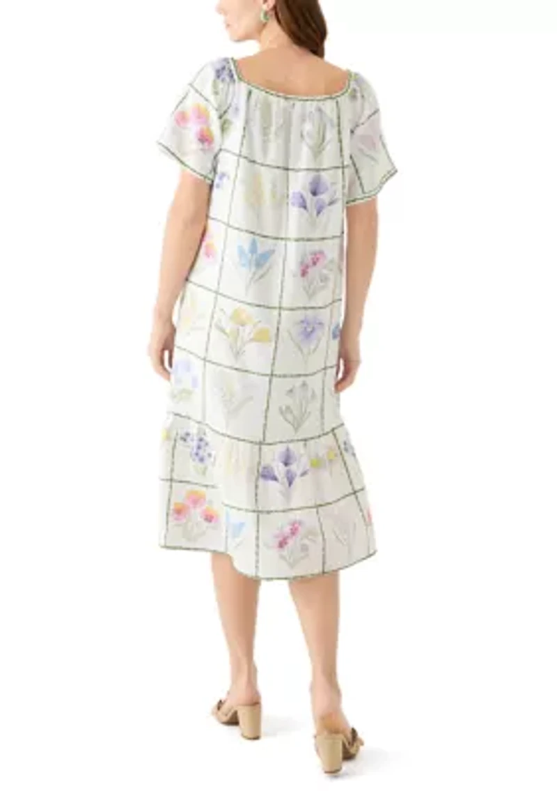 Women's Short Sleeve Embroidered House Dress