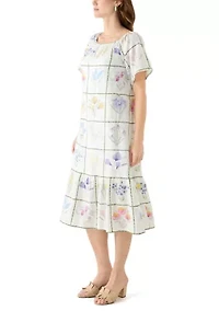 Women's Short Sleeve Embroidered House Dress