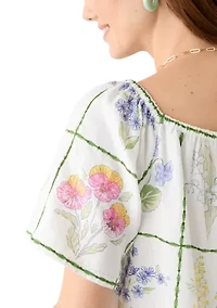 Women's Short Sleeve Embroidered House Dress