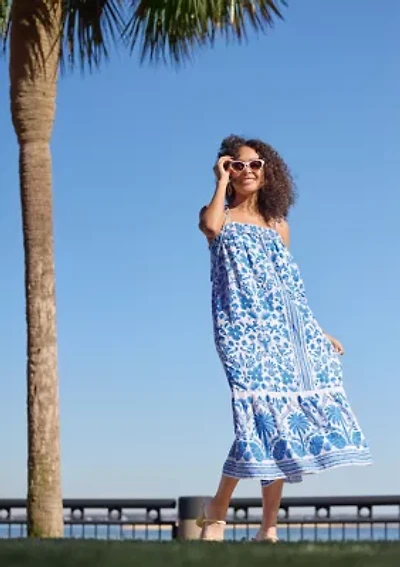 Sewing Down South x Crown & Ivy™ Taylor Printed Maxi Dress with Beaded Tassels