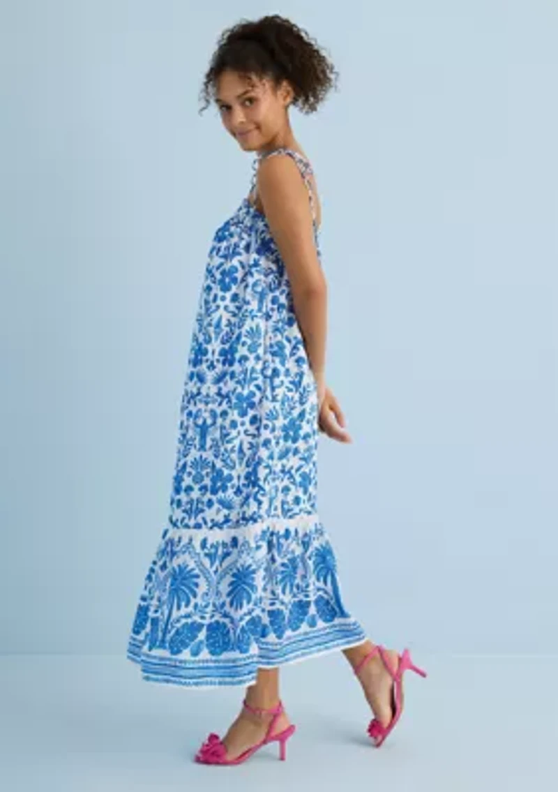 Sewing Down South x Crown & Ivy™ Taylor Printed Maxi Dress with Beaded Tassels