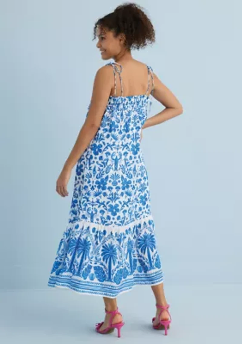 Sewing Down South x Crown & Ivy™ Taylor Printed Maxi Dress with Beaded Tassels