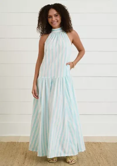 Sewing Down South x Crown & Ivy™ Amanda Striped Halter Neck Maxi Dress