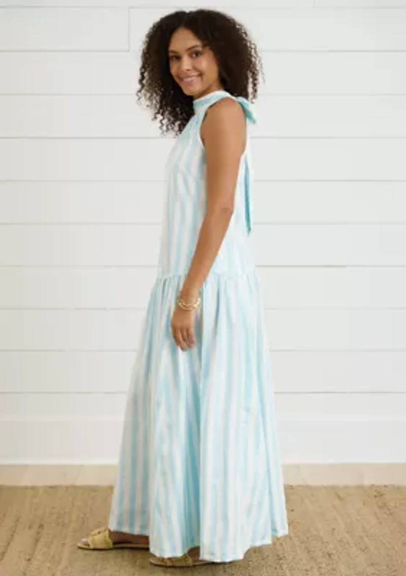 Sewing Down South x Crown & Ivy™ Amanda Striped Halter Neck Maxi Dress