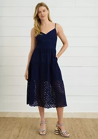 Sewing Down South x Crown & Ivy™ Megan Sleeveless Eyelet Midi Dress