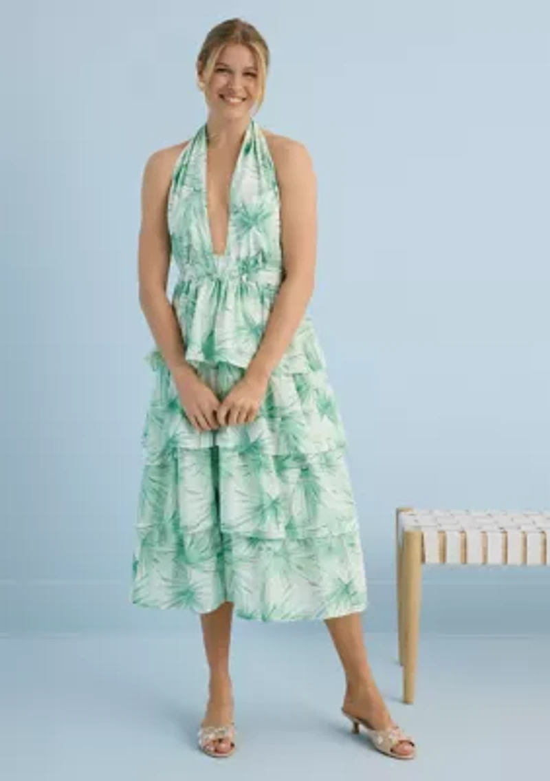 Sewing Down South x Crown & Ivy™ Haley Twist Neck Tiered Midi Dress